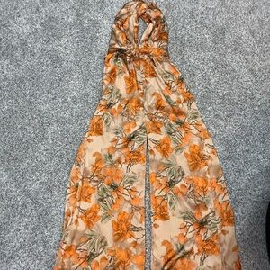 Floral Orange Jumpsuit